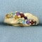 Rainbow Gemstone Band Ring In 14k Yellow Gold