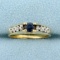 Cathedral Style Sapphire And Diamond Ring In 10k Yellow Gold