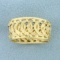 Hand Crafted Wide Woven Design Ring In 14k Yellow Gold