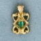 Natural Emerald Pendant In 10k Yellow And Rose Gold