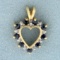 Sapphire And Diamond Heart Pendant In 14k Yellow Gold
