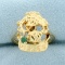 Pisces Zodiac Jade Ring In 14k Yellow Gold