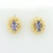 1ct Tw Tanzanite And Diamond Halo Earrings In 14k Yellow Gold