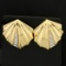 Diamond Clam Shell Design Earrings In 14k Yellow Gold