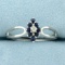 Vintage Natural Sapphire And Diamond Ring In 14k White Gold