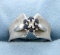 Diamond & Sapphire Ring In 14k White Gold