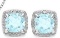 Sky Blue Topaz And Diamond Halo Style Earrings In Sterling Silver