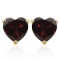 6mm Garnet Heart Stud Earrings In 10k Yellow Gold