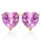6mm Lab Pink Sapphire Heart Stud Earrings In 10k Yellow Gold