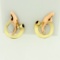 Antique Abstract Design Screw Back Earrings In 14k Yellow And Rose Gold