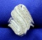 Large 1ct Tw Modern Wave Design Diamond Statement Ring In 10k White Gold