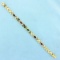 Natural Ruby, Sapphire, Emerald, And Diamond Cabochon Bracelet In 14k Yellow Gold