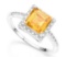 Large 1.5ct Citrine Halo Ring In Sterling Silver