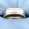 Men's 7mm Wide Wedding Band Ring With Beaded Edge In 14k White Gold