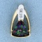 Mystic Topaz And Diamond Pendant In 14k Gold