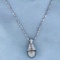 Tahitian Pearl Pendant On 16 Inch Chain Necklace In 14k White Gold