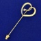 Vintage Heart Pin With Diamond In 14k Yellow Gold