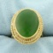 Vintage Oval Jade Ring In 14k Yellow Gold