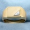 Men's Diamond Signet Ring In 14k Yellow And White Brushed Gold