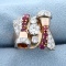 Custom Designed Art Noveau Diamond And Ruby Ring In 14k Rose Gold