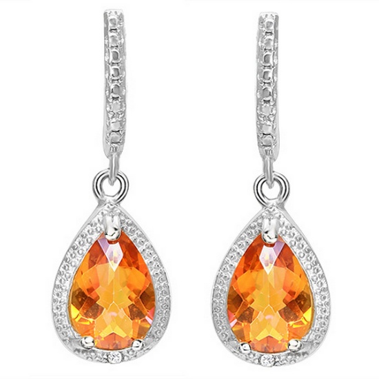 Large Checkerboard Cut Azotic Topaz And Diamond Halo Style Dangle Earrings In Sterling Silver