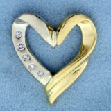 Diamond Heart Pendant Or Slide In 18k Yellow And White Gold