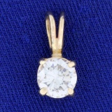 .9ct Solitaire Diamond Pendant In 14k Yellow Gold