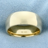Wide 8.2mm Wedding Band Ring In 14k Yellow Gold