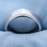 Unique 7mm Men's Band Ring With Small Peaks In 14k White Gold