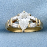 1.5ct Tw Pear Diamond Engagement Ring In 14k Yellow Gold