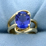 4ct Solitaire Tanzanite Ring In 14k Yellow Gold