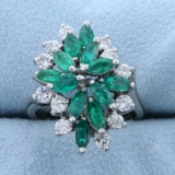 3.5ct Tw Emerald And Diamond Ring In 14k White Gold