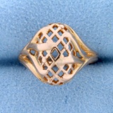 Abstract Net Design Dome Ring In 14k Rose Gold