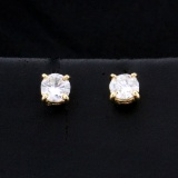 1/2ct Tw Diamond Stud Earrings In 14k Yellow Gold