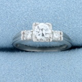 Vintage .8ct Tw 3-stone Diamond Ring In Platinum