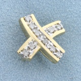 1/3ct Tw Diamond X Design Slide Or Pendant In 14k Yellow And White Gold