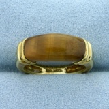 Modern Design Tiger's Eye Ring In 18k Yellow Gold