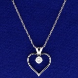 1/5ct Diamond Heart Necklace In 14k White Gold