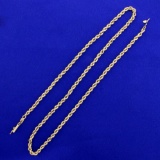 19 Inch French Rope Link Chain Necklace In 14k Yellow Gold