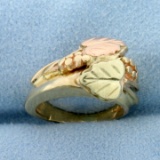 Grape Leaves Design Ring In 14k Yellow, Rose, And Green Gold