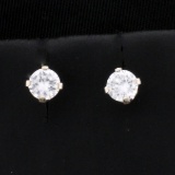 1/2 Tw Cz Stud Earrings In 14k White Gold