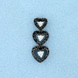 1/4ct Tw Black And White Diamond Stacked Heart Pendant In 10k White Gold