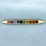 Multi-color Gemstone Pin In 14k Yellow Gold