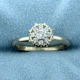 Diamond Flower Design Ring In 14k White Gold