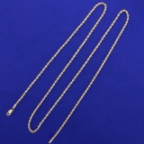 25 Inch Rope Style Chain Necklace In 14k Yellow Gold