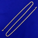 20 Inch Rope Style Chain Necklace In 14k Yellow Gold