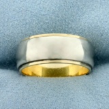 Wide Wedding Band Ring In 14k Yellow And White Gold