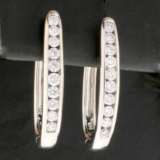 1ct Tw Diamond Elongated Hoop Earrings In 14k White Gold