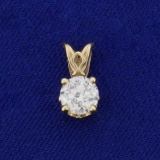 3/4ct Solitaire Diamond Pendant In 14k Yellow Gold