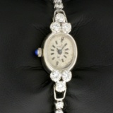 Vintage 2ct Tw Diamond 14k Solid Gold Hamilton Women's Watch In 14k White Gold